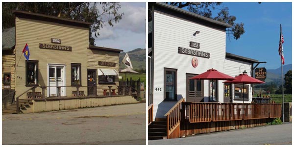 Before and after the remodel of Hearst Ranch's San Simeon location in the historic Sebastian's Store building.