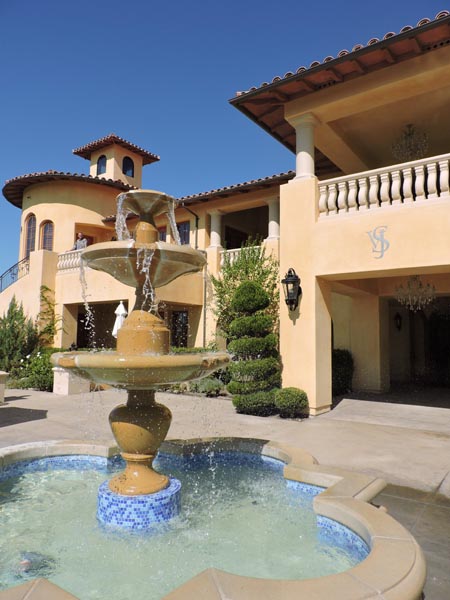 The stunning Mediterranean gardens at the estate serve as the takeoff point for helicopter rides of four people per trip, with trips lasting 10 to 15 minutes.