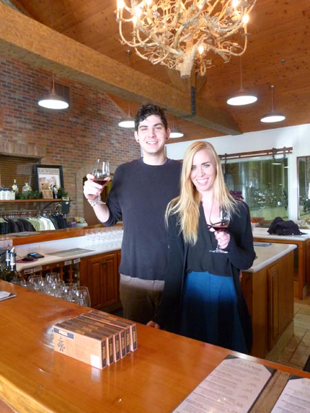 Le Vigne tasting room staff members Greg Edmunson and Bethany Springer.